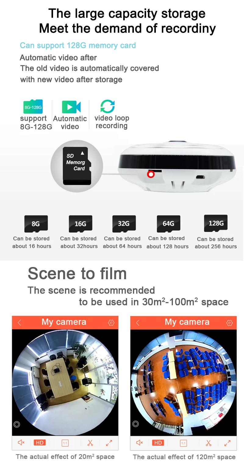 Panoramic 360 Degree 3D VR 1080P HD Wifi Smart Camera with Full View Fisheye Lens Night Vision & 2 Way Audio Intercom Free APP_20