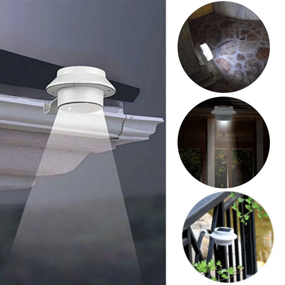 

Outdoor Solar Powered 3-LED Walllight Wall Path Landscape Mount Garden Fence Gutter Light Lamp 88 WWO66