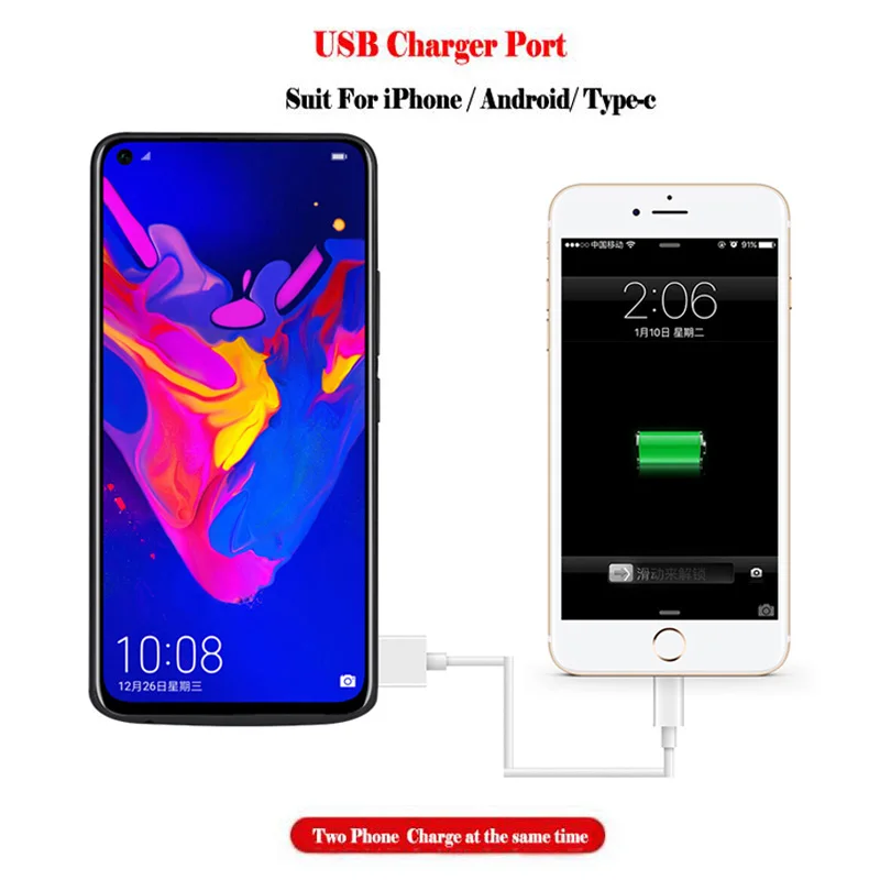 Чехол аккумулятор 6500 мА/ч для huawei Honor View 20 V20 power Bank чехол зарядное устройство USB Capa