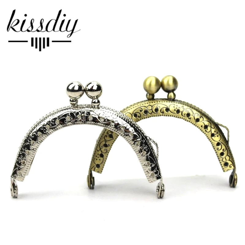 

KISSDIY 10pcs 6.5cm Antique Bronze silver Metal Purse Frame coin kiss clasp handle DIY Bag hardware Accessorie Craft Tailor Sew