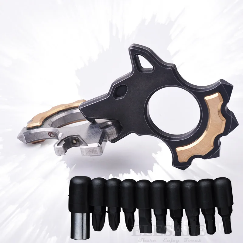 

Portable 10-In-1 Wolf Head Multi-Function Screwdriver Set Bottle Opener For Home Outdoor Survival EDC Tool Emergency Repairing