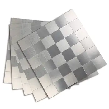 

Wholesale 16 PCS Silver 3D Wall Decor Self-adhesive Metal Sticker for Bathroom Shower Tiles 12" Kitchen Wall Tiles Dropshipping