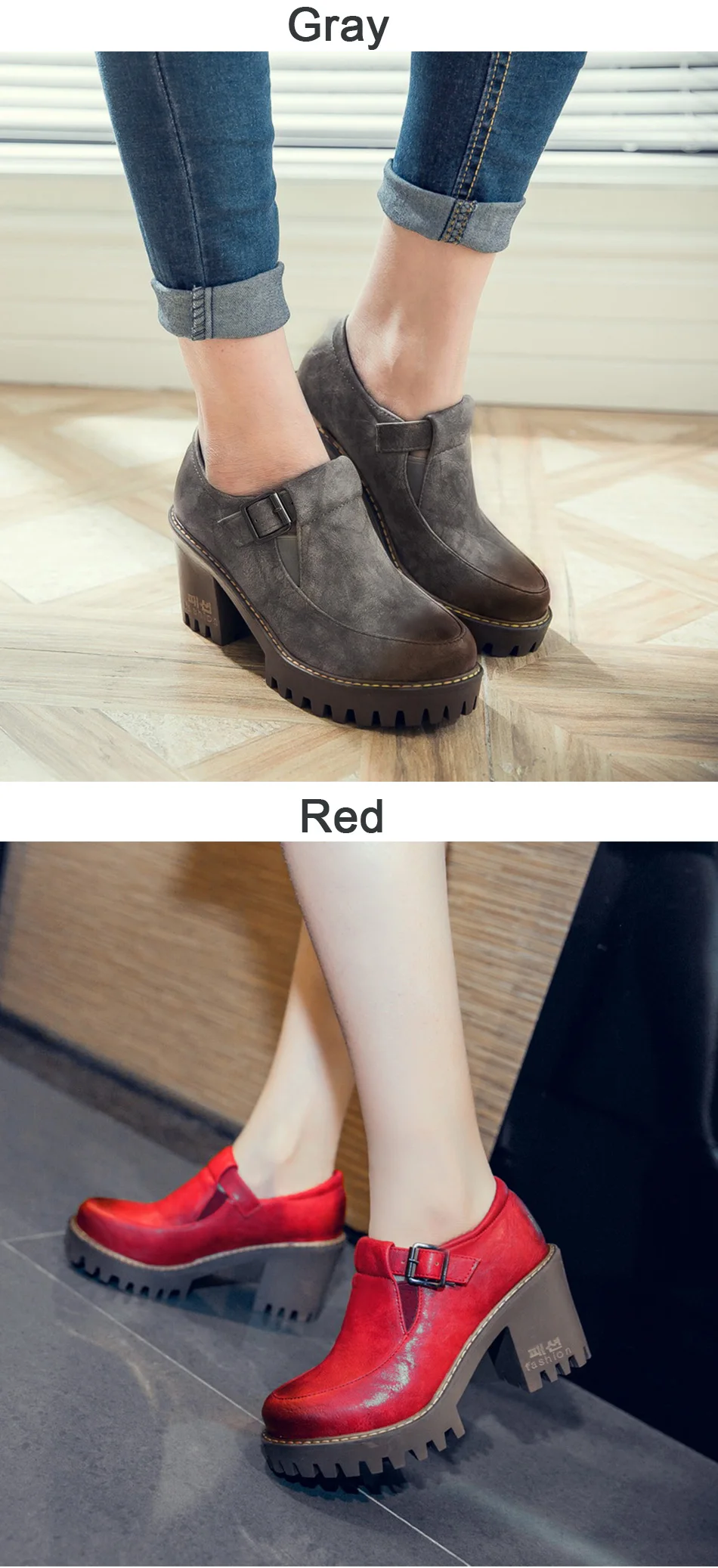 Gdgydh/Новинка года; Весенняя женская обувь на платформе; тонкие туфли в британском стиле; женские туфли-лодочки с круглым носком на квадратном каблуке; большие размеры