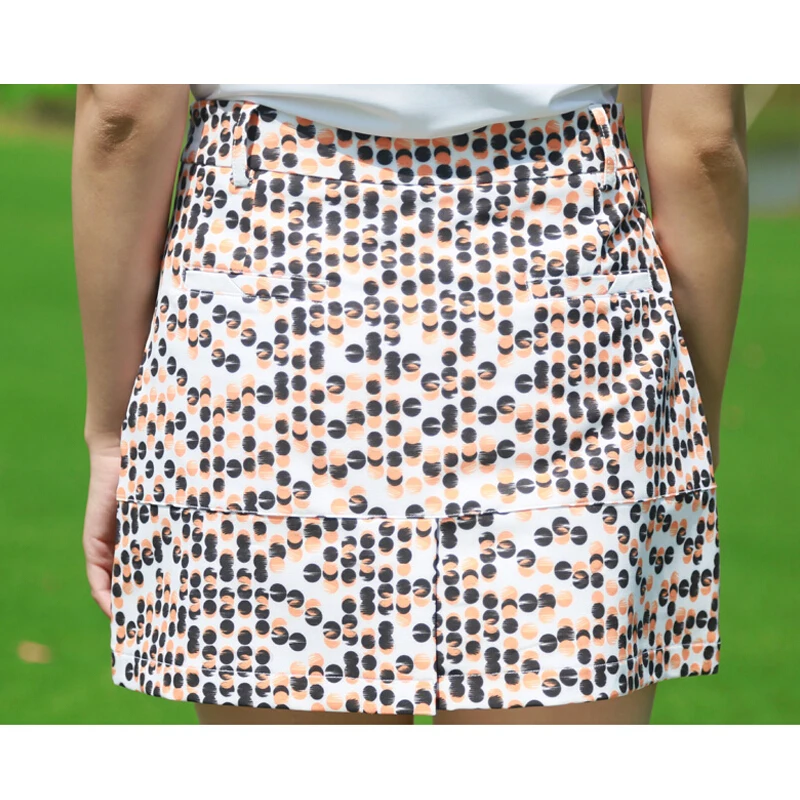 Женская Спортивная юбка в горошек Skort двухслойная трапециевидная для гольфа
