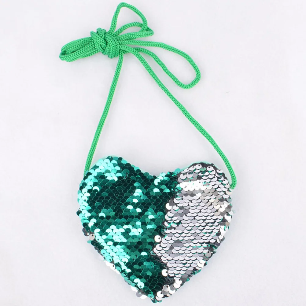 

Birthday Fashion Gift Cute Mini Party With Lanyard Zipper Key Children Portable Coin Purse Love Heart Sequins Messenger Bag