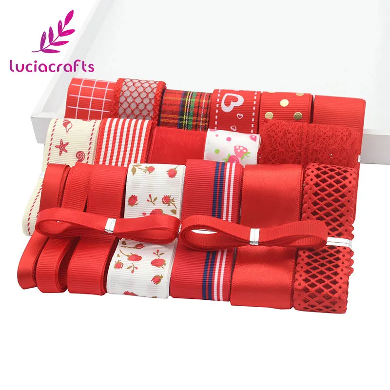 

20Yards Mix Satin/Grosgrain/Organza Ribbon Trim Lace For DIY Christmas Wedding Gift Packing Decoration Accessories Q0202