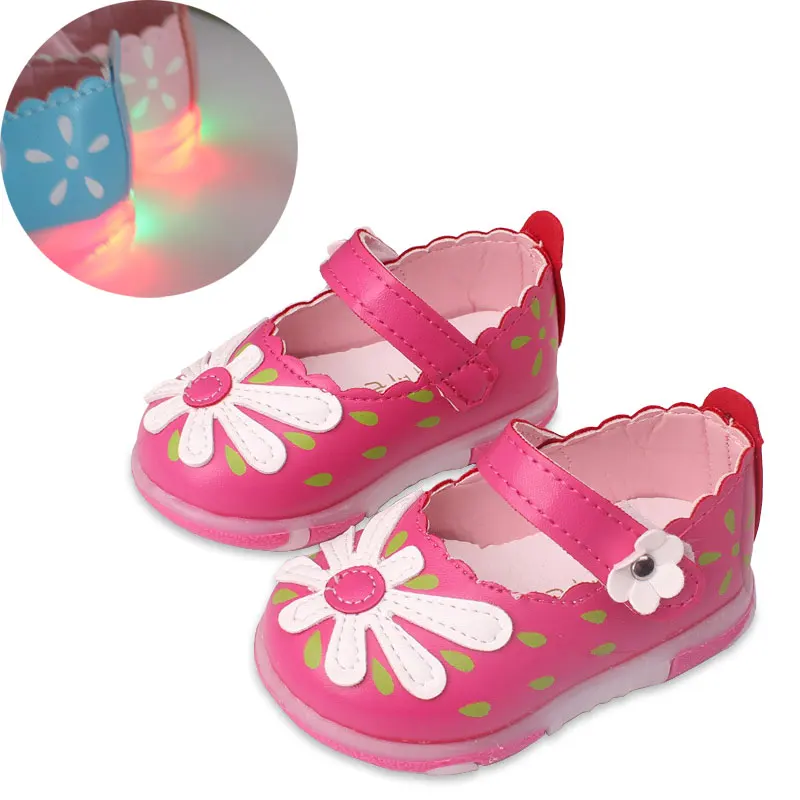 Кожаная обувь для маленьких девочек; Повседневная легкая обувь принцессы с цветами; летняя Милая обувь для маленьких девочек; детские сандалии для младенцев - Цвет: Red