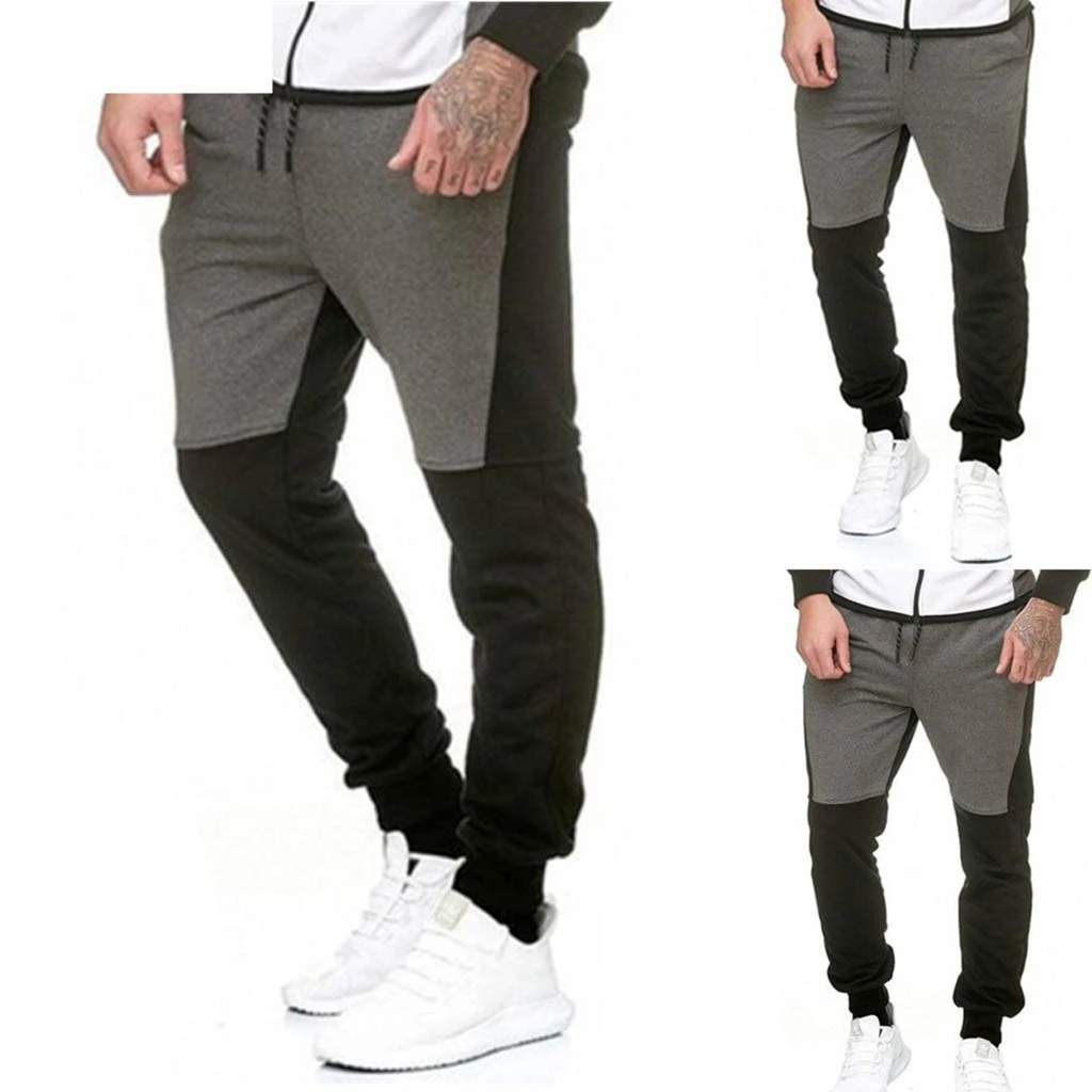 2018 New Warm  2018  Men Pants  Splicing Overalls  Casual Pocket Sport Work Casual Trouser Pants  Autumn Tops  18NOV28