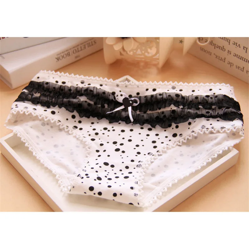 Dot Lace Ruffles Briefs Underwear Bow Panties Girls Breathable Young Women Lingerie Teenage Underpants Lovely Panties For Girl