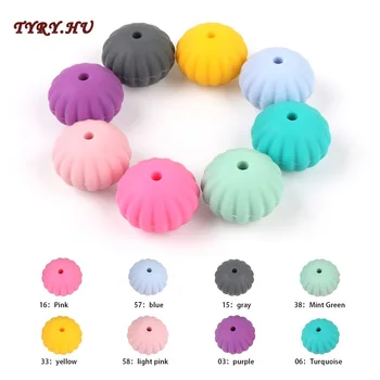 

TYRY.HU 10pcs/lot Pumpkin Silicone Beads Food Grade Silicone Teether DIY Nursing Necklace Accessories perle Beads Baby Teethers