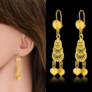 

Trendy Hollow Heart Golden Dangle Earring For Women Gold Color Earing Female Wedding Party Jewelry Gift oorbellen
