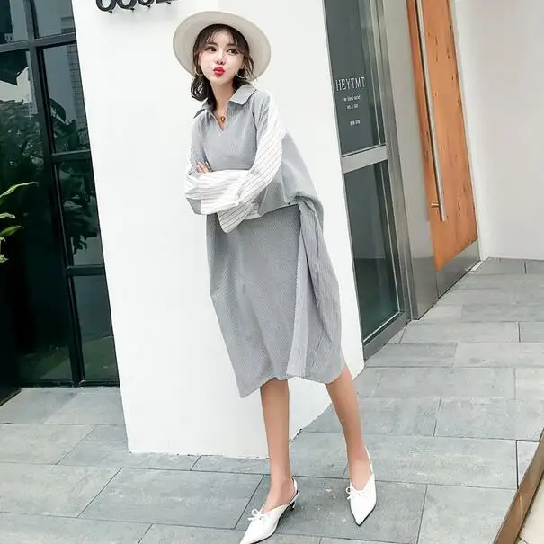 Large Size Loose Maternity Long Blouses 2018 Autumn Clothes for Pregnant Women Fall Linen Pregnancy Dress DF638 |