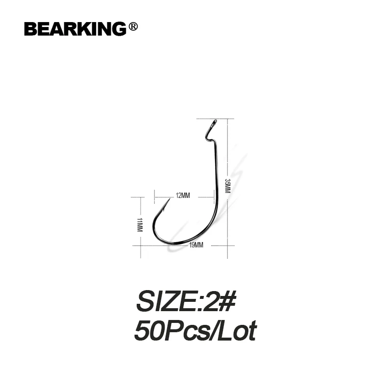 BEARKING 50 шт. в наборе рыболовные мягкие крючки для Червяков Высокоуглеродистая сталь широкий супер замок рыболовные крючки Мягкая приманка рыбацкие крючки Приманка снасти - Цвет: 2