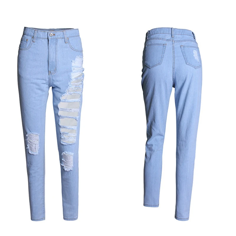 Джинсовые прямые джинсы для женщин в стиле бойфренд рваные джинсы сексуальные джинсовые штаны Pantalones Mujer джинсы с высокой талией Femme#160226 - Цвет: No2