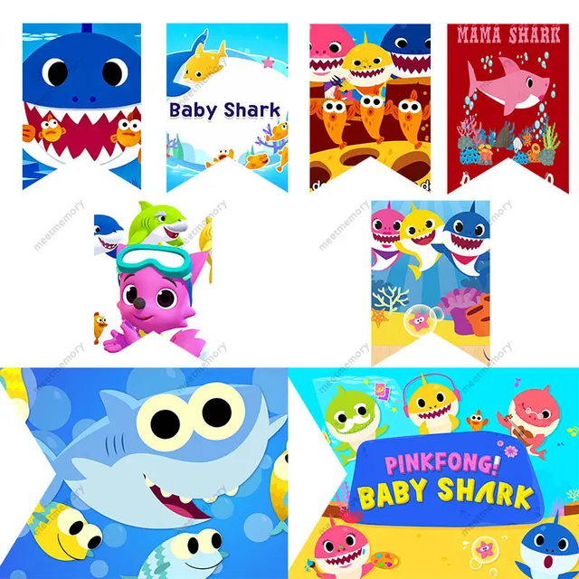 baby shark doo doo banner baby shower birthday party decorations