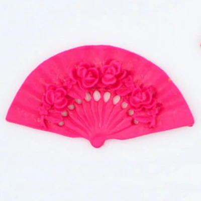 12 штук смолы Камея розы японский веер Кабошоны с плоской задней поверхностью вентилятор Миниатюрный Рисунок для Набор сделай сам DIY, декоративный чехол для телефона - Цвет: Hot Pink