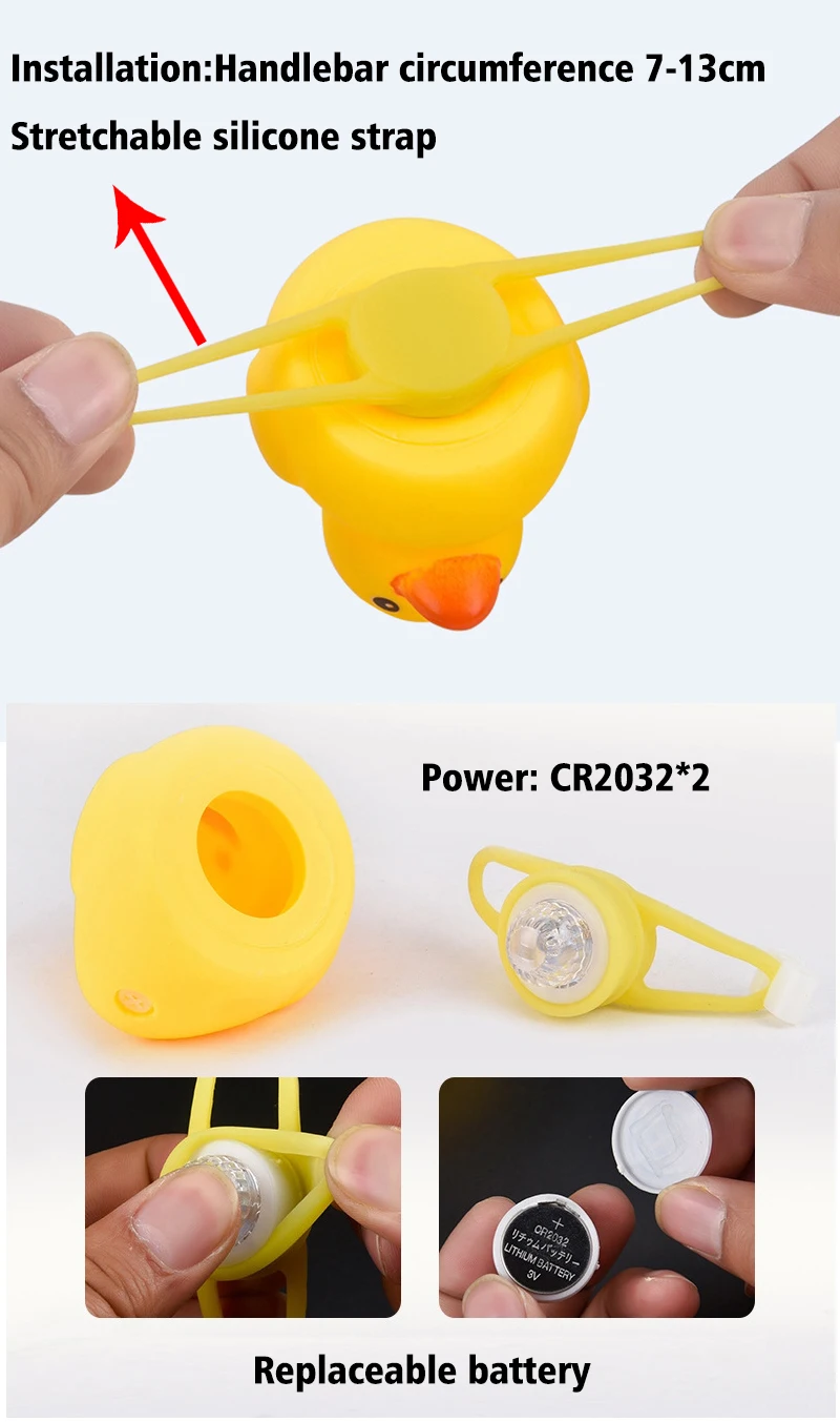 Perfect New bicycle bell yellow duck bicycle helmet light bike motorcycle bell child bike handlebar horn light Ring Bike Accessories 3