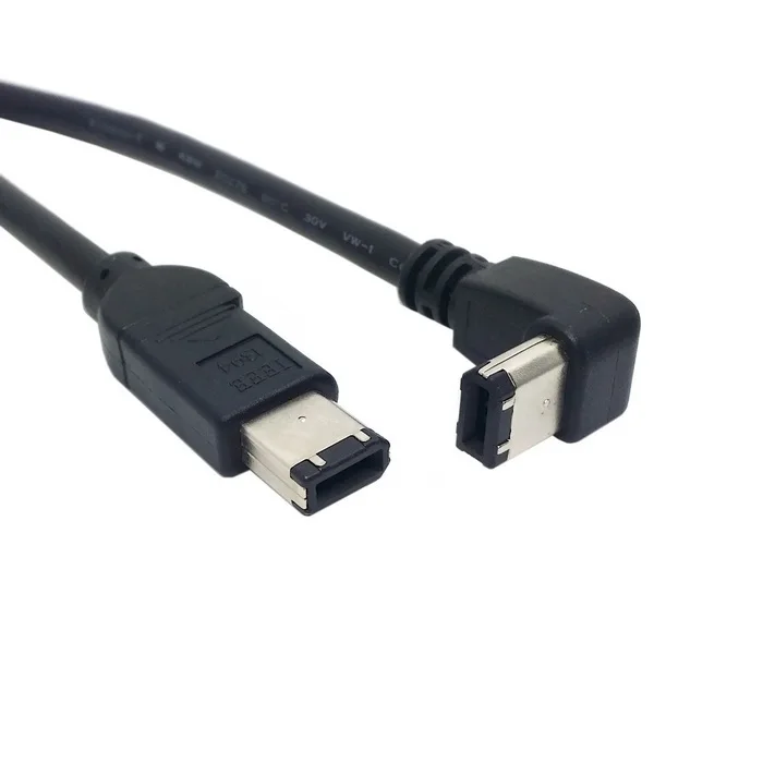 

Chenyang IEEE 1394 1394a Firewire 400 6pin 90 Degree Down Right Angled to 6pin straight Data Video Cable 80cm Black
