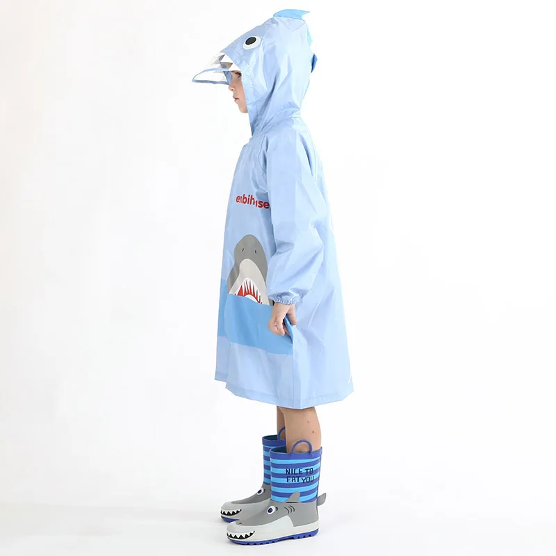 DINIWELL/плащ-дождевик для малышей с милым рисунком акулы; детское ветрозащитное пончо для мальчиков и девочек; дождевик; Цвет Синий; водонепроницаемые плащи для улицы