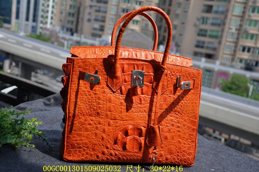 

100% genuine crocodile skin, Authentic Crocodile Skin Womens Hornback Leather Zip Locked Bag Purse Handbag
