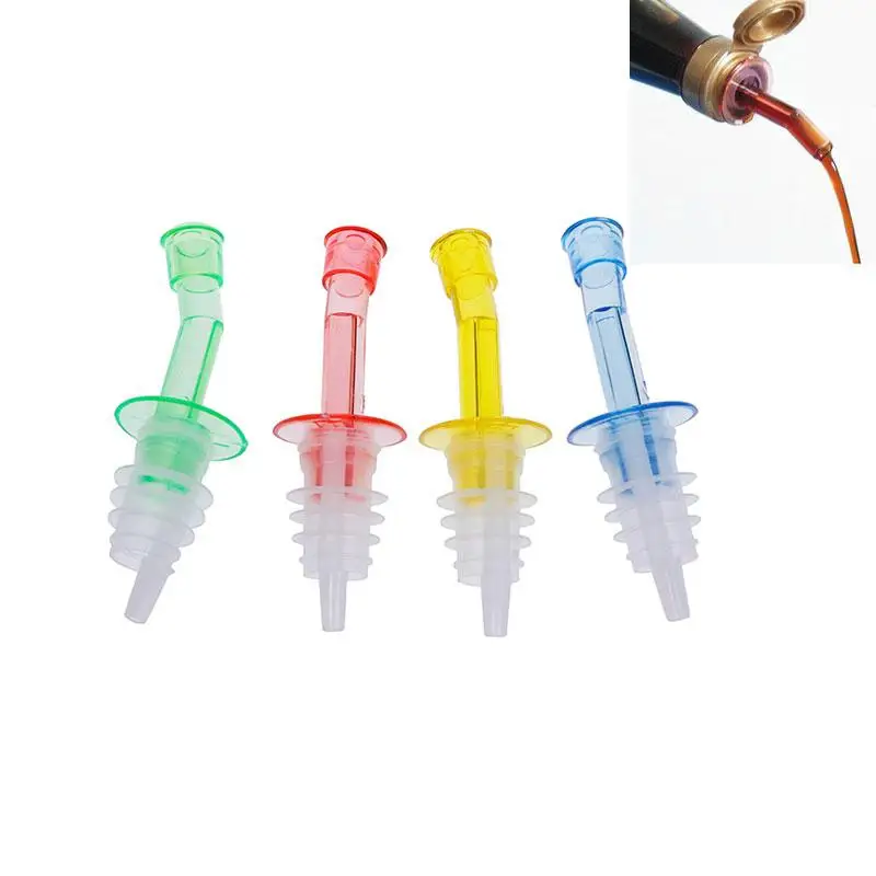 

4Pcs Bottle Pourer Pour Spout Stopper Dispenser Liquor Flow Olive Wine Oil Set #52746