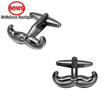 

MeMolissa Gun Black Mustache Cufflinks Beard Cuff Links High Quality Metal Cufflinks for Mens