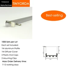 Tinyorda 1000 шт.(длина 1 м) светодиодный профиль Alu светодиодный профиль канала для 10 мм Светодиодные полосы света 1 м светодиодный профиль Alu профильный кабельный канал