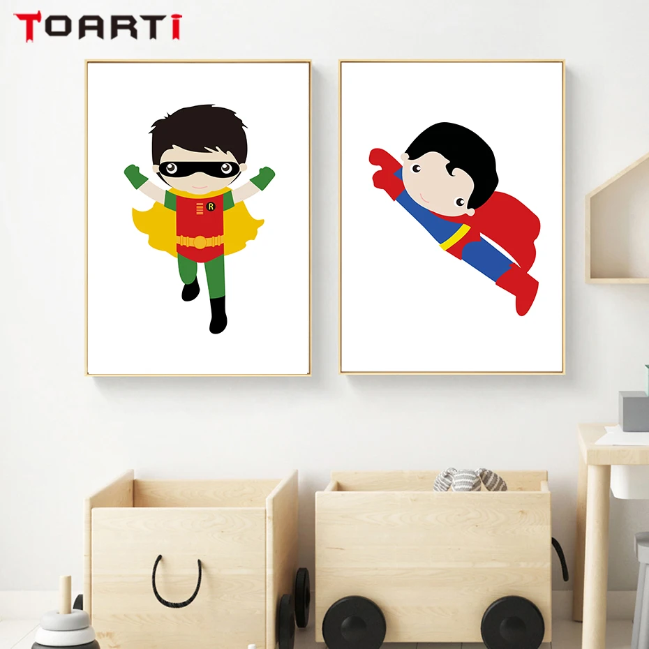 Cartoon Prints Posters Iron Man Hulk Canvas Painting On The Wall Funny Character Art Pictures For Living Room Nursery Home Decor (4)