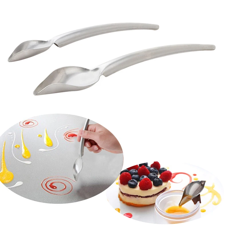 

New DIY Chocolate Large Pencil Filter Spoons Decorating Spelling Spoon Cake Decoration Metal Stainless Steel Baking Pastry Tools