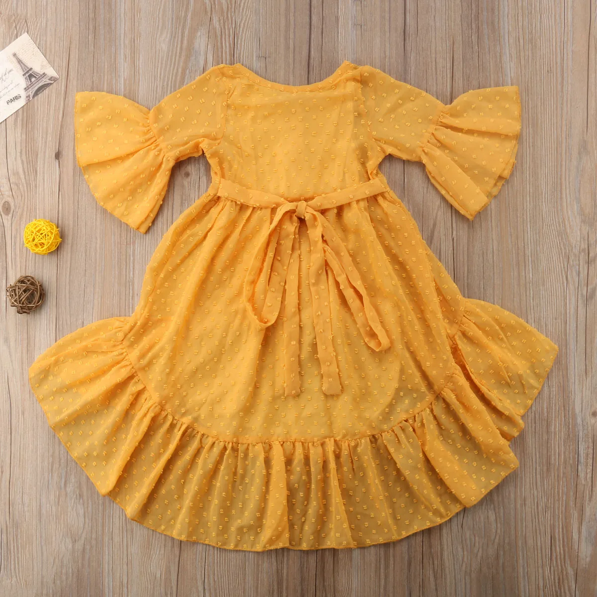 Kid Baby Girl Boho Beach Dress Half Sleeve Party Princess Ruffle Summer Dress