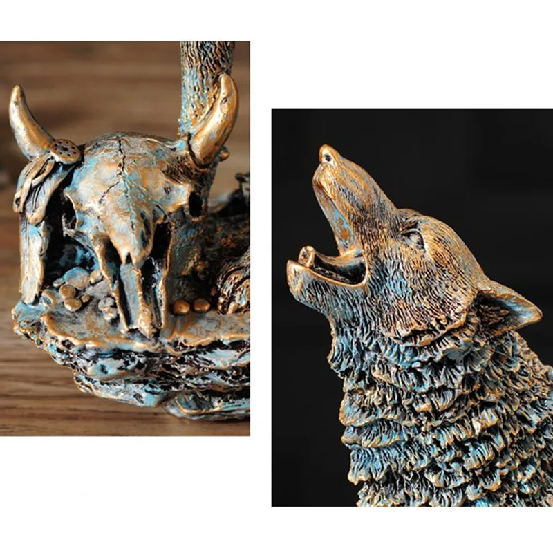 Моделирование животных собака бюст волк модель статуя смолы Craftwork Американский дом Коллекция Аксессуары книги по искусству материал L2567