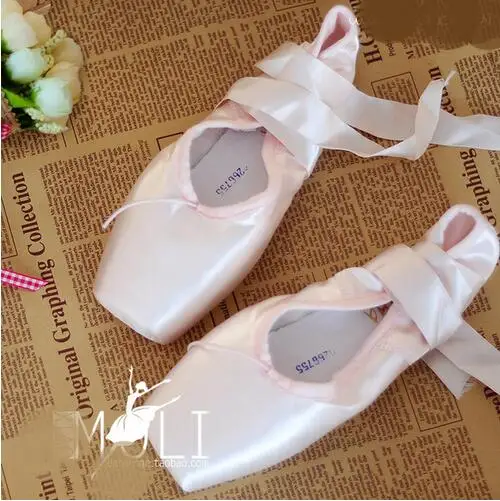

Ballet Pointe Shoes Satin Upper With Ribbon Silicone Gel Toe Pad Girls Women's Pink Professional Ballet Shoes