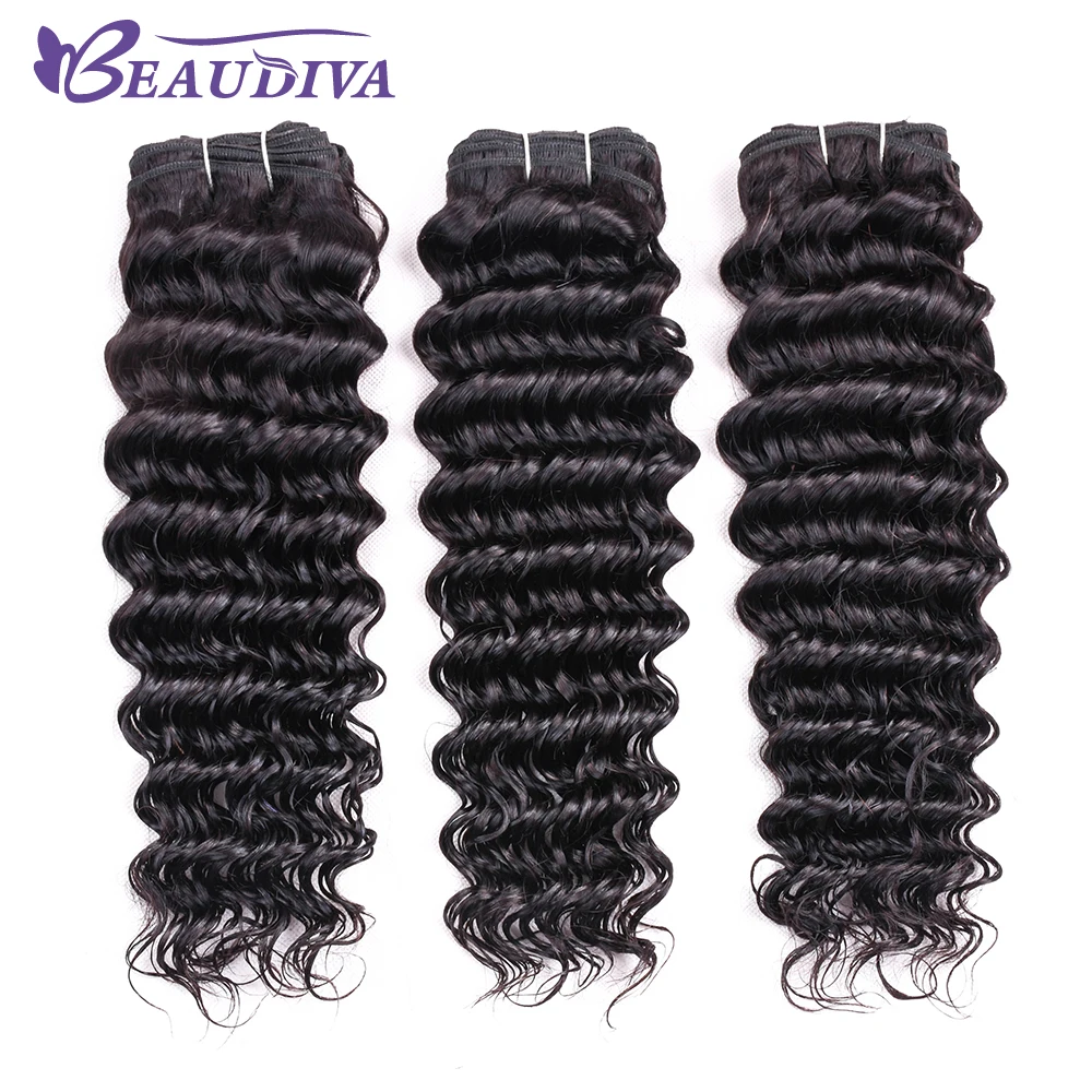 BEAUDIVA Brazilian Hair Weave Deep Wave 1 or 3 Bundles With Closure 100% Human Hair Bundles With Closure Remy Hair Extensions