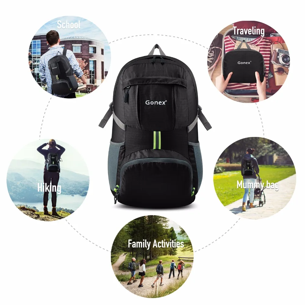 Gonex 35L легкий рюкзак, Складывающийся рюкзак, городская нейлоновая сумка для велоспорта, бега, кемпинга, тактического трекинга, подарок