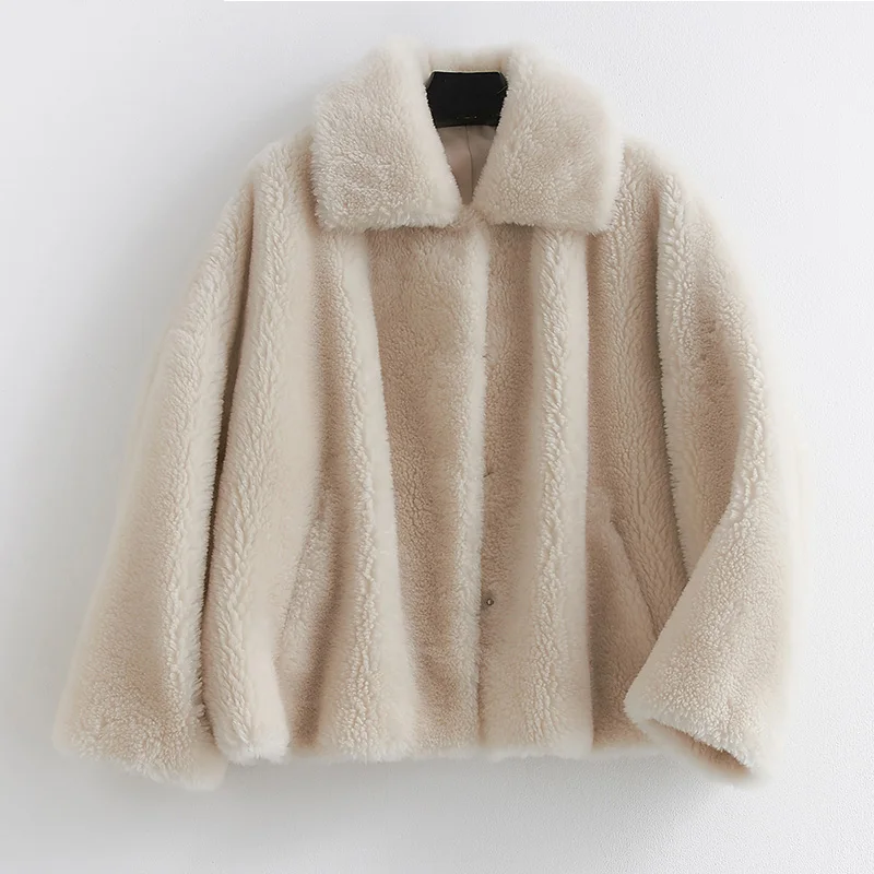 Sheep shearing fur coat women winter thick warm fur clothing female ...