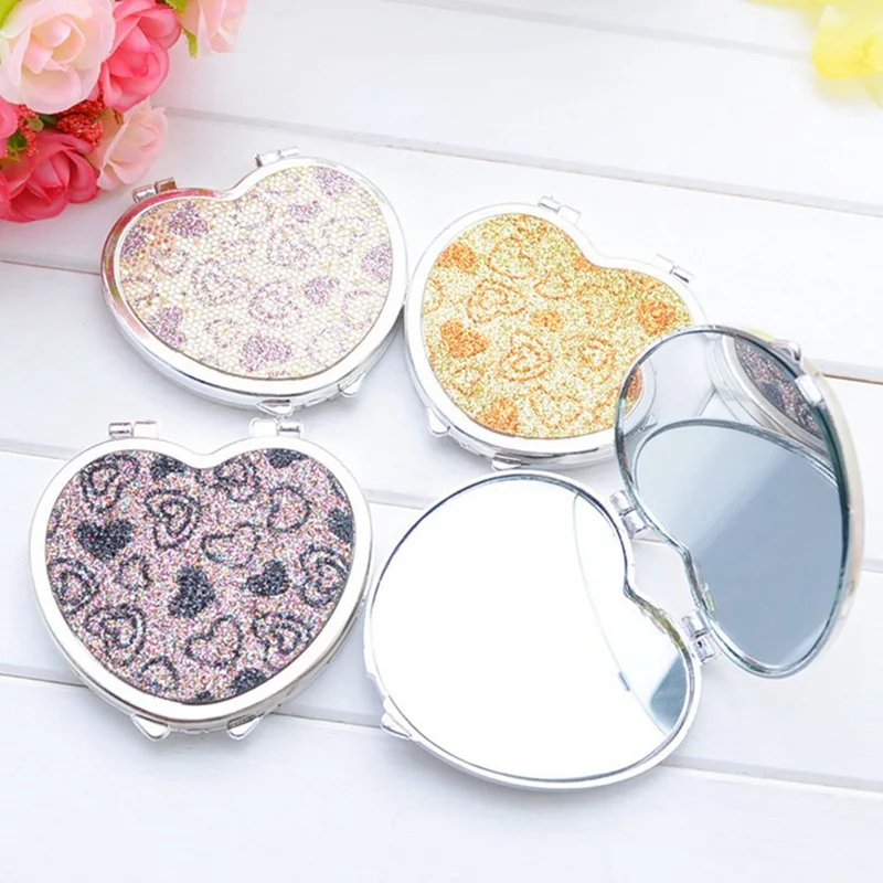 Bling Crystal Mini Beauty Pocket Mirror Makeup Compact Mirror Cosmetic 