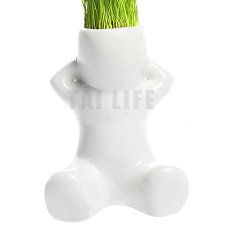 В скандинавском стиле керамическая голова трава кукла мини ваза DIY Бонсай белый ленивый человек растение для посадки сада бонсаи подарок украшение дома