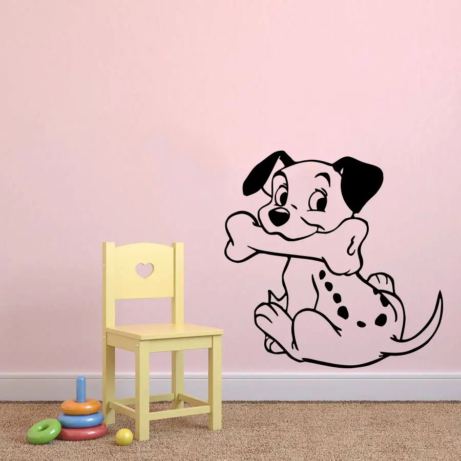 Wall Decal Dog Animals Vinyl Removable Smiling Puppy Dog Wall Sticker