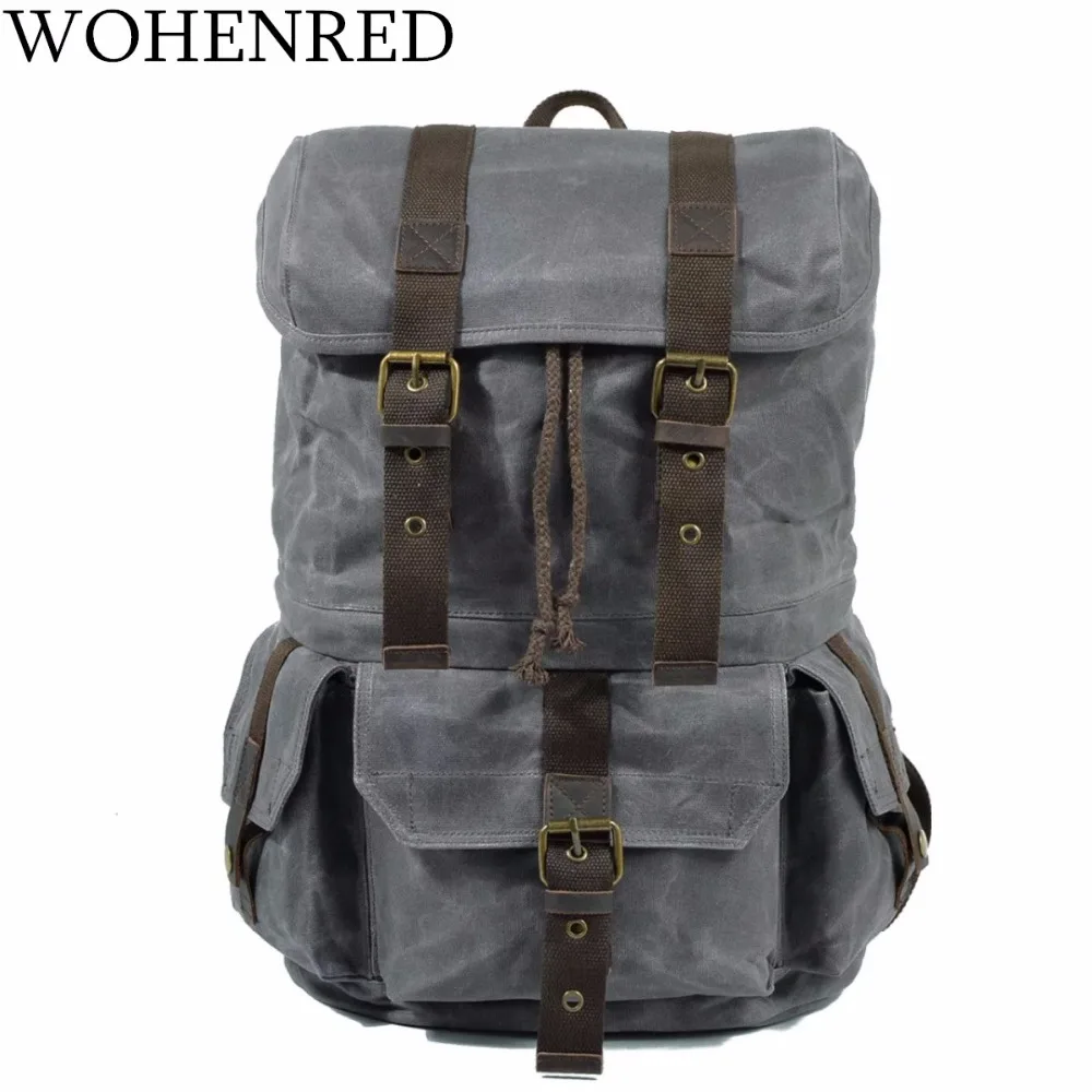 Vintage Lederen Canvas Mannen Rugzakken Waterdichte Casual Schooltassen Mannelijke Laptop Boekentas Grote Capaciteit Militaire Rugzak Vintage Lederen Canvas Mannen Rugzakken Waterdichte Casual Schooltassen Mannelijke Laptop Boekentas Grote Capaciteit Militaire Rugzak