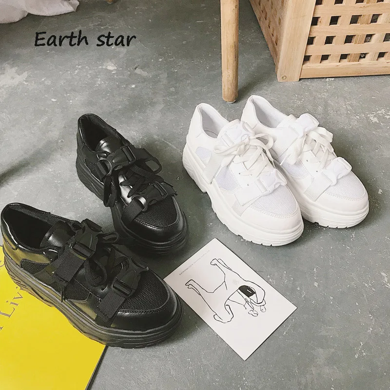 EARTH STAR/Летняя Повседневная Белая обувь Женские брендовые кроссовки на платформе