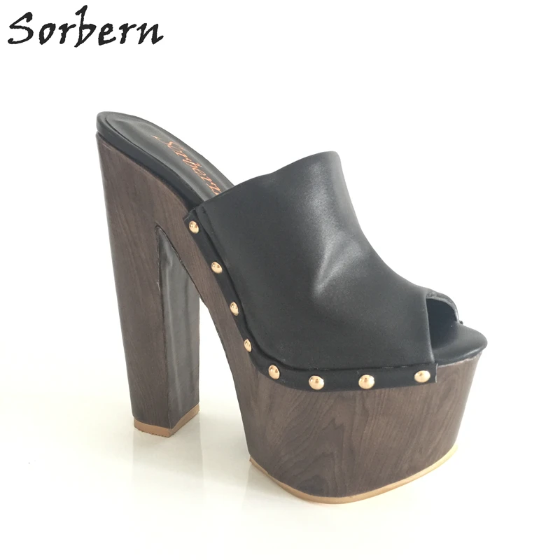 Sorbern/Женская обувь с открытым носком; босоножки на высоком каблуке; женская обувь на массивном каблуке и платформе; Размер 12; тапочки на резиновой подошве