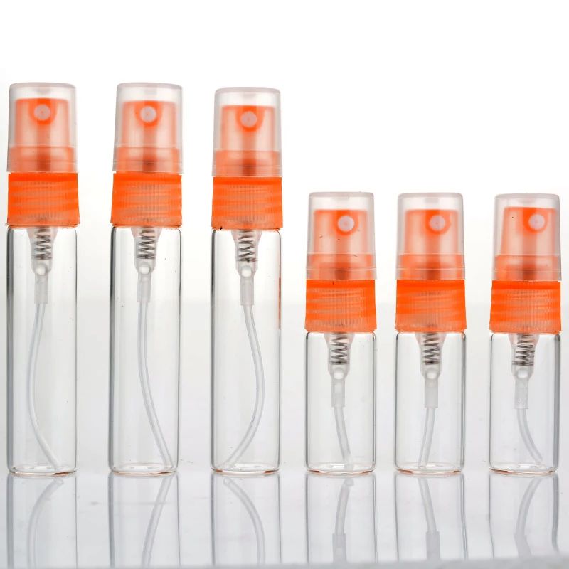 

6 Pieces/Lot 5ML Orange Spray Refillable Bottle For Perfume Portable Contenitori Cosmetici Vuoti With Plastic Pump