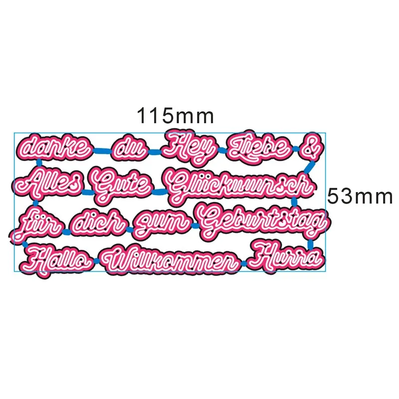 

German word Metal Cutting Dies For Scrapbooking DIY Cards Album Decoration Embossing Folder Stencils
