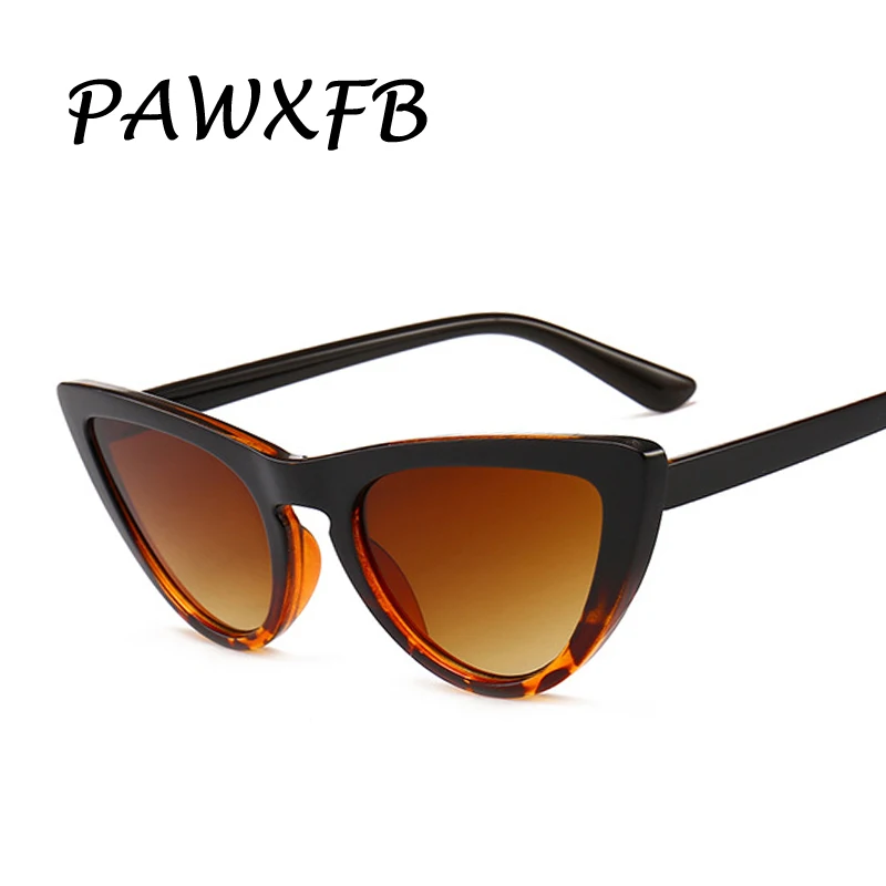 

PAWXFB 2019 Retro Small Frame Cat Eye Sunglasses Women Luxury PC Leopard Black Sun glasses Vintage Eyewear lentes de sol Shades