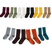 Японский Стиль на осень и зиму носки Harajuku сплошной Цвет элегантный дизайн хлопковые носки без пятки для Для женщин; обувь для девочек; обувь для студентов;