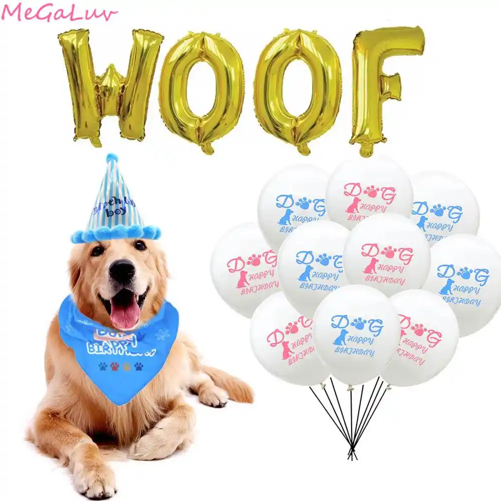 Dog Birthday Latex Balloon Gold 16inch Woof Foil Ballons Helium Latex Balloon Gold 16inch Woof Foil