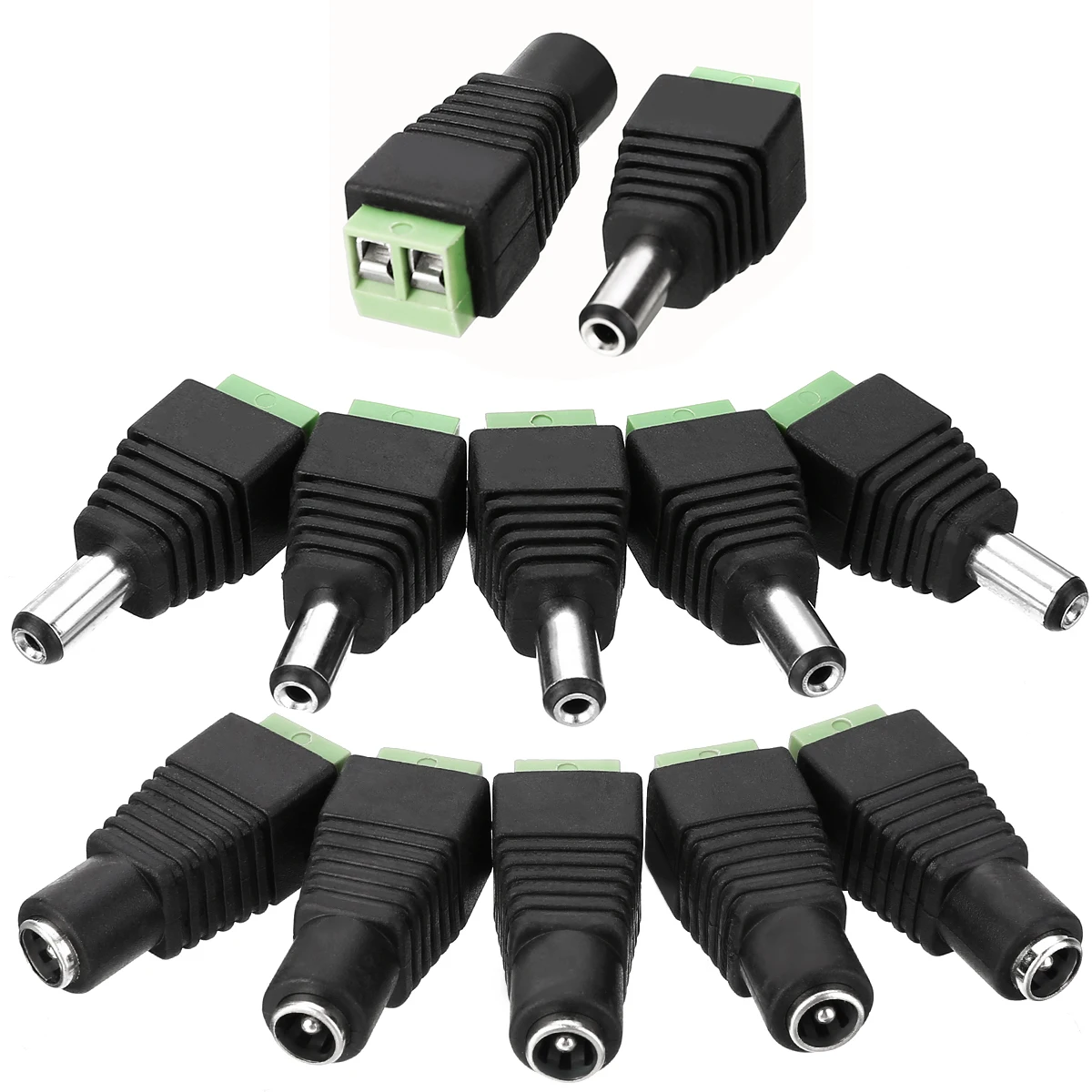 5 pair / set 12V Female Male Power Connector Adapter Plug Jack Socket For CCTV Cable New 38x13x11mm 38.4x14.8x11.5mm
