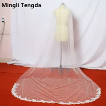 Новинка Veu De Noiva Кружевная аппликация один слой 3 м Длинная свадебная вуаль реальное изображение соборный Свадебный вуаль с расческой свадебная фата