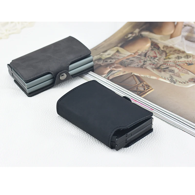 Двойной держатель для карт Casekey кошелек большой емкости тонкий ID монет из кожи Crazy