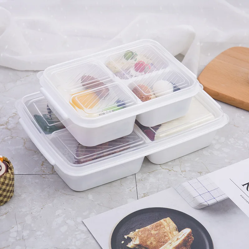 

WCIC Portable 3 Grid Bento Box School Student Lunch Case for Kids Food Storage Box Health Tableware Microwave Lunch Box